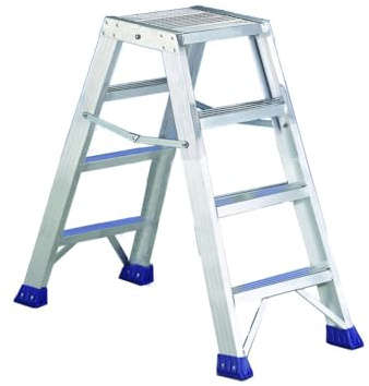 Svelt Sgabello Doppio Professionale in Alluminio 4 Gradini Antiscivolo | Piattaforma Maggiorata 35x40 cm | Portata 150 kg | Certificato UNI EN 14183 | Altezza Lavoro 280 cm