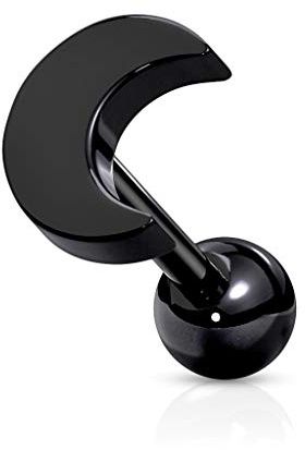 beyoutifulthings 1 Knorpel Ohr-stecker Flat-Top Halb-Mond Cartilage Labret Piercing-s Tragus viele Farben Edelstahl Schraub-Verschluss Steg 6/1,2mm