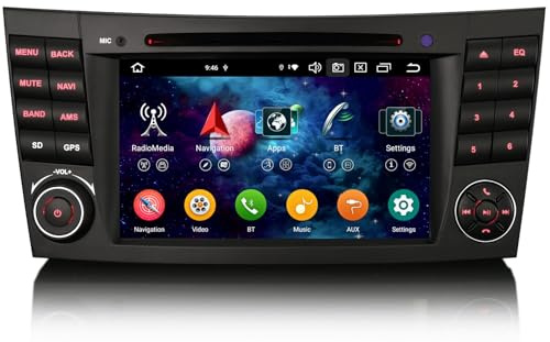 Erisin 8 Core Android 14 Car Stereo Head Unit for Mercedes CLS/E-Class W211 W219 C219 Carplay DSP Bluetooth 5.0 Handsfree Wifi SWC DAB+ GPS SatNav DVR IPS DVD Player