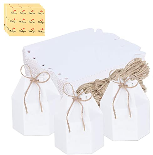 50 Stück Diy Party Geschenkboxen,Partyboxen Mit Aufklebern,Kraftpapierbox,Kreative Geschenkboxen Aus Papier,Mit Schnur Und Aufklebern,Verwendet Für Hochzeiten,Süßigkeiten,Partys,Geschenkboxen (Weiß)
