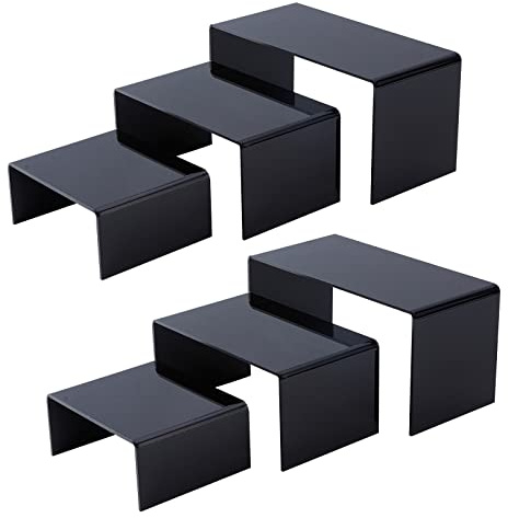 PH PandaHall 6pz Alzate di Display in Acrilico Espositore Acrilico Trasparente, 3 Dimensioni Espositori per Grandi Decorazioni Riser Scaffali Vetrina per Gioielli Cosmetici Profumi Figurine Modellismo