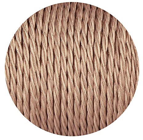 5M Twisted Cloth Fabric Cable 2 Core 0.75mm² Lamp Flex | Vintage braided flex with copper conductors, ideal for pendant lights, chandeliers and lamp rewiring