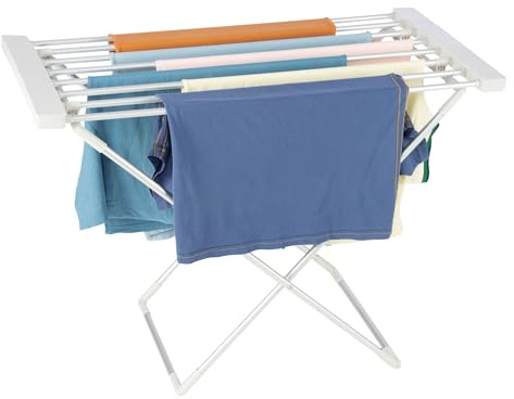 Homefront 130W Electric Heated Clothes Airer – Lightweight Folding Indoor Dryer Rack with 8 Aluminium Heated Bars, Compact & Energy-Efficient Laundry Dryer, 6.5m Drying Space