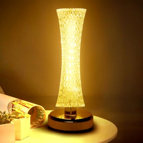 LETOUR Nachttischlampe Touch Dimmbar Kristall Lamp Tischlampe Led Tischleuchte Kabellos USB Nachtlichter für für Wohnzimmer Schlafzimmer Gaststätte Bar Hotel