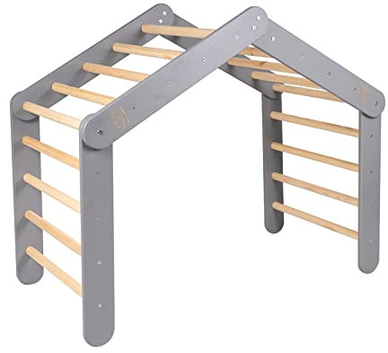 MEOWBABY Climbing Triangle - Large Indoor Climbing Tower for Kids, 112x61x94cm Baby Triangle Play Equipment, Montessori Climber, Toddler Climbing Tower Pikler Triangle, Grey