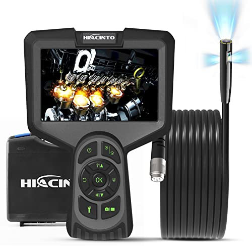 Hiacinto Endoskopkamera 10m mit Licht, 5-Zoll-IPS- Bildschirm DREI Linsen Endoskop, IP68 Wasserdicht Rohrkamera, 8mm Schlangenkamera, 1080P HD Digital Inspektionskamera, 32GB (Abnehmbares Kabel)