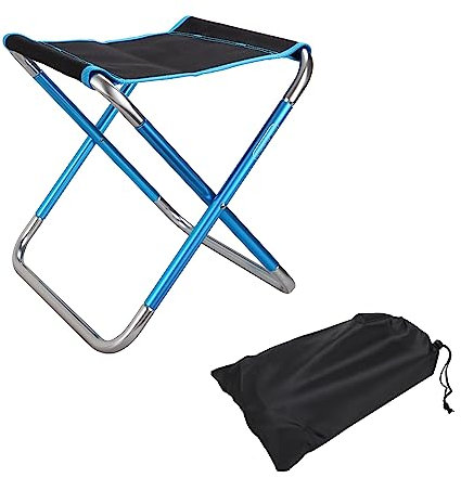YOUNTHYE Sgabello da Campeggio 25,5x30x30cm Sgabello Pieghevole da Campeggio Leggero Pieghevole con Borsa per Il Trasporto, Sgabello Pieghevole da Campeggio in Alluminio Blu, Mini Sgabello Pieghevole
