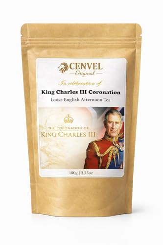 CENVEL® King Charles III Coronation Loose Leaf English Afternoon Tea |100g Pure natural Black Tea Leaves | Perfect Coronation Gift and Sounvenir. (100g, King Charles)