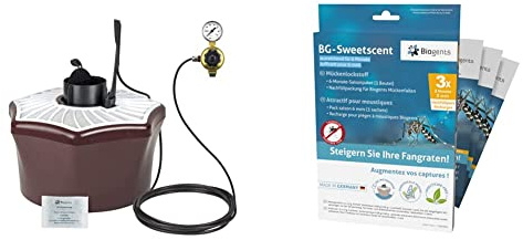 Biogents BG-Mosquitaire CO2 I Insektenvernichter für außen & BG-Sweetscent Mücken Lockstoff I 3er Pack I zur Anlockung der Asiatischen Tigermücke & Dengue Mücke I 10536-3, Silber