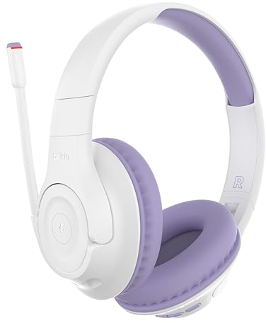 Belkin SoundForm Inspire Wireless Over-Ear Headset for Kids, On-Ear Headphones for Girls and Boys, Online Learning, & Travel with Built-In Microphone - Compatible with iPhone, iPad, Galaxy, and More