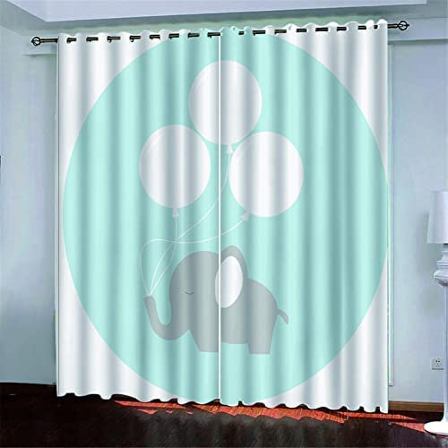 Kinder Vorhang Blickdicht Thermovorhang Karikaturtier Elefant Gardinen Wohnzimmer Vorhänge Kinderzimmer Geräuschreduzierung Dekoration Für Schlafzimmer Wohnzimmer Küche Fenster 170 (B) X 200 (H) cm