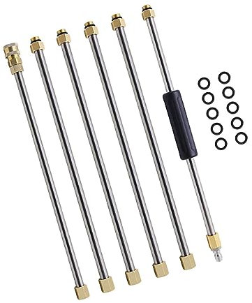Toddmomy 6pcs Professional Washer Extension Gutter Cleaner Kit for Car Pressure Washer Stainless Steel Quick Connector