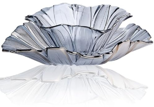 JUNYFFF Corbeille À Fruits En Bol Décoratif, Diamètre 30/20Cm, Verre En Cristal Coupe De Fruits Ménage Maison Créative Table Basse Pot De Bonbons Salon Moderne Maison Créative, 2Pcs,Gris