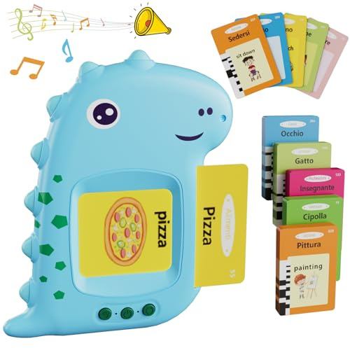 Flashcards Parlanti [112 Fogli 224 Parole], Electight Macchina per Schede Educazione Prescolare per Bambini 2-6 Anni, Giochi Sensoriali per Scuola Infanzia, Italiano+Inglese (Bilingue), Blu