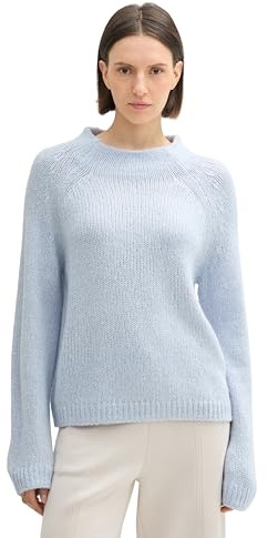 Tom Tailor Damen Cosy Strickpullover mit Wollanteil, 36520 - Kentucky Blue Melange, L