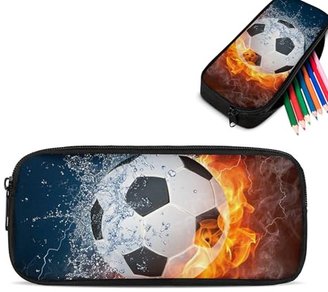 VKWE Federmäppchen Fußball für Jungen - Fußballbrand Federmappe Etui für Jungen - Großer Kapazität 3D - Schüleretui, Federtasche, Federmappe für Schreibwaren - Etui, Federpenal, Schulmäppchen