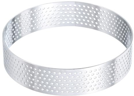 QUARKZMAN Anneaux à Tarte en Acier Inoxydable 3,9 Cercle de Cuisson Perforé en Métal pour Dessert Mousse Gâteau Rond Anneau Antiadhésif pour Outil de Fabrication de Nourriture au Fromage