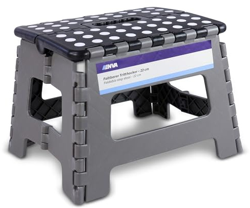 ENVA MADE FOR QUALITY Faltbarer Tritthocker 22 cm Klapphocker mit Anti-Rutsch-Auflage