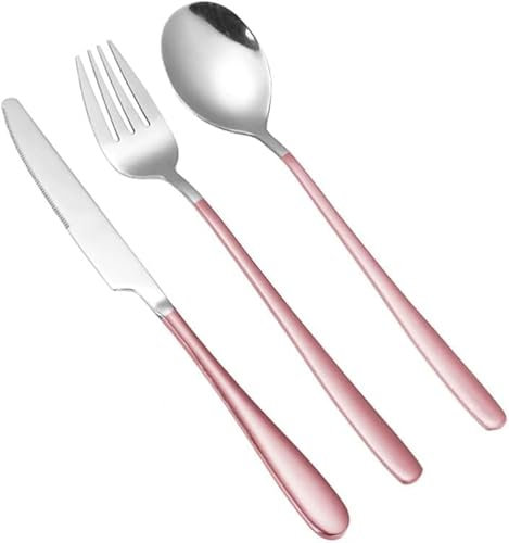 FHPEWXDG Flatware Set Silverware Set Stainless Steel Knife Fork Spoon 2/3 Pcs Flatware Set Reusable Dinner Forks Mirror Polished Cutlery Set Safer
