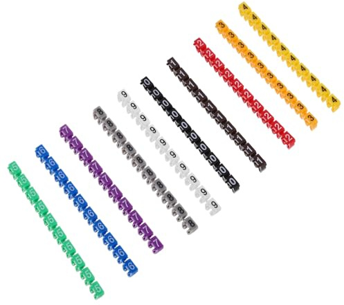 MOLUCKFU Kabelbinder mit Markierungsfunktion Kunststoff Clip Design zur Kabelkennzeichnung 100 Stück Bunte Drahtnummern für Kabel und Drahtmanagement
