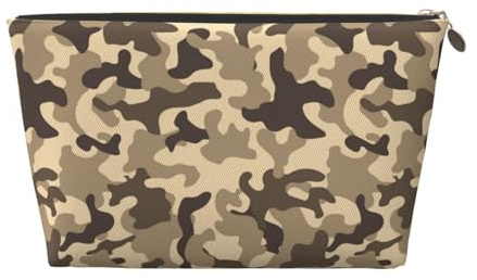 VOSERY Bolsa de maquillaje de cuero, bolsa de cosméticos, bolsa de aseo de viaje para mujer, organizador de bolsa de maquillaje de camuflaje blanco y negro, bonita bolsa de maquillaje, bolsa de