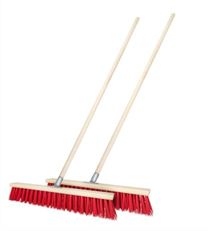 Lot de 2 balais de route de 50 cm avec manche de 130 cm - En bois - Pour l'extérieur - Balai industriel robuste avec poils stables - Pour cour, jardin et trottoirs (50 cm + manche de 130 cm)