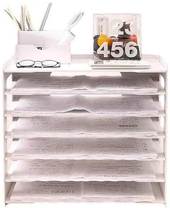 Große A3-Papierregale für Büro und Schule, weißer Schreibtisch-Organizer mit Briefablage und Zeitschriftenhalter, extra Stauraum für Akten und Dokumente