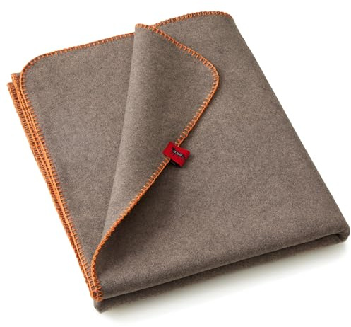 Ask the Fox Feuerschutz-Kuscheldecke – feuerfeste Decke aus 100% PyroTex – weich & antibakteriell – nachhaltige Schutzdecke gegen Feuer – Feuerdecke kuschelig Grey-Orange