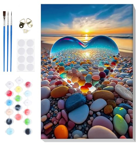 Lxmsja Paisaje Pintar por Numeros Adultos con Marco, DIY Cuadros para Pintar por Números Mar Lienzos, Pintura Acrilica Manualidades Decoracion Hogar Pared 20x30cm