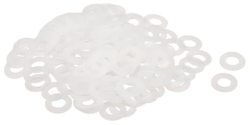 QUARKZMAN 120 Pcs Arandelas Planas, Pasacables de Nylon M8 8Mm Id 16Mm Od 1.5Mm de Grosor Arandelas de Goma Plástica Junta de Hoja de Fijación Espaciador de Sellado Anillo, Blanco