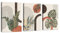 3PCS Feuilles Botaniques Orange Nordique Tableau Décoration Murale Salon,Ligne géométrique du milieu du siècle Impression sur Toile Boho Peintures sur Toile Décor Murale pour Chambre Maison 40x60cmx3