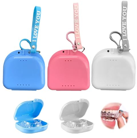 XUZOPIM 3 Piezas Caja Ferula Dental Caja Ortodoncia Caja De Baño Para Dentadura Postiza Caja Dentadura Postiza Para Proteger Los Dientes Con Agujeros De Ventilación Caja De Dentadura De Ortodoncia