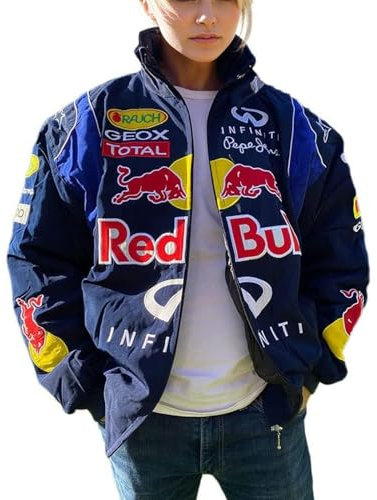 HGWOPGASD Racing Jacke Damen Bomberjacke College 90S Vintage Racing Pailletten Reißverschluss Langarm Sweatjacke Baseballjacke Outwear mit Taschen Übergangsjacke Dunkelblau