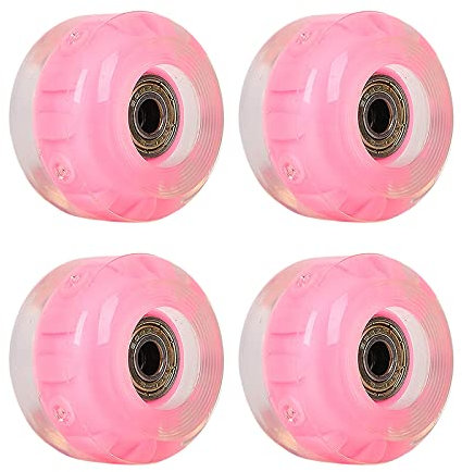 DIMEIYAN Rollschuh-Räder, beleuchtete Rollschuh-Räder, Kugellager, Skateboard-Longboard-Ersatz, für Kinder und Erwachsene, Skateboard-Roller-Zubehör, leuchtend, Rosa, 4 Stück
