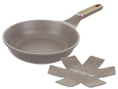 KASANOVA Padella antiaderente Taupe con salvapadella (22 cm)