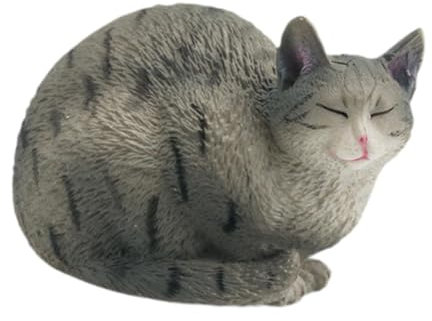 rockible Figura Modello di Gatto, Gattino Realistico, Statua di Gatto Realistica, Giocattolo di Simulazione per, Natale, Sala da Pranzo, Fattoria, Grigio Nero 7x4x4.8 Cm