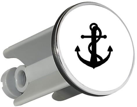 Huuraa Waschbeckenstöpsel Anker Ankor Geschenk | Universal Stopfen 4cm höhenverstellbar Abflussstopfen Geschenkidee Stöpsel mit Motiv für das Waschbecken