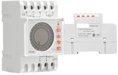 1 Interruptor de Control de Tiempo programable de 24 Horas, 16 A, 20 A, CA 220 V, Temporizador de retroiluminación, Pantalla LED, Temporizador de Ahorro de luz Diurna electrónico(THC20-2C 16A 220V)