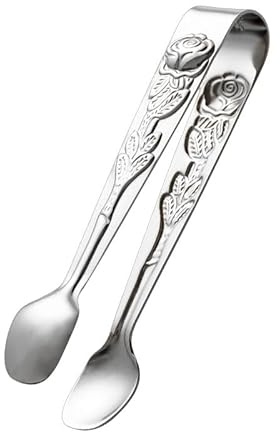 Mini Sugar Tongs, Stainless Steel Serving Tongs Rose Sugar Cube Tongs for Desserts, Kitchen Tools, Cafe, and Afternoon Tea