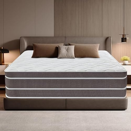 Matelas 140x190 cm Épais 28cm, Certifié Oeko-TEX, Moyenne Ferme, matelas Hybride à Ressorts Ensachés Indépendant en Mousse à Mémoire de Forme, Soutien Parfait et Durable, Hypoallergénique, Luxe