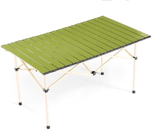 Großer zusammenklappbarer Campingtisch aus Metall – tragbarer Outdoor-Picknick-Beistelltisch in Grün mit Tragetasche für Strand, Grill, Terrasse, Party, Reisen und Hinterhof