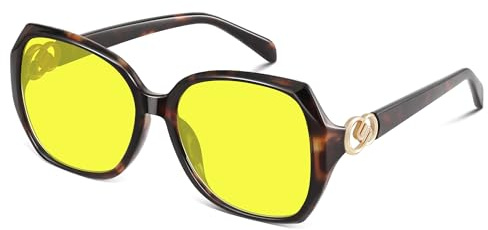 Wrimen Große-Sonnenbrille Damen-Polarisiert-Sunglasses Woman-Dunkler Leopardenmuster