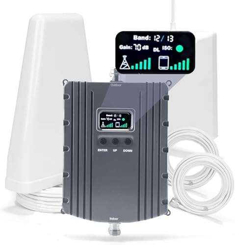 Cell Phone Booster for Home & Office,Up to 5500Sq Ft,Cell Phone Signal Booster for Band 2/25 / 4/66 / 5/12 / 17/13 with All U.S. Carriers,Boosts 5G 4G LTE, FCC Approved (Light Grey)