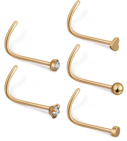 TOYANDONA Lot de Piercings de Nez en Tire-bouchon Doré, Acier Inoxydable 11 Pièces, Bijoux de Piercing au Nez pour Femme, Usage Quotidien et Fêtes, Mini Anneaux de L