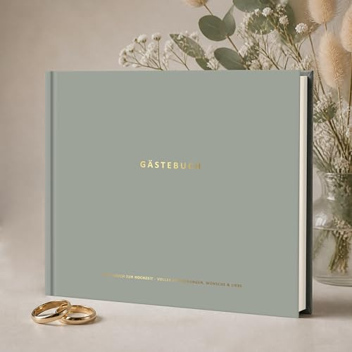 Gästebuch Hochzeit mit Fragen zum Ausfüllen, Hochwertiges Hochzeitsgästebuch mit 120g Papier ohne Durchschlagen - Platz für 48 Gäste, ausreichend Fotoplatz, für unvergessliche Hochzeitserinnerungen