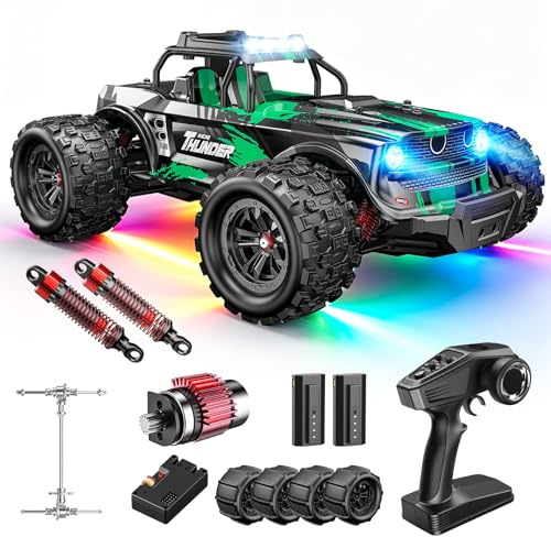 HappyGoLucky 1:14 Macchina Telecomandata Professionale, 50 KM/H, 2 Batterie da 2000 mAh, 4x4 All Terrains Monster Truck con luci LED, Auto Radiocomandata per Adulti e Ragazzi