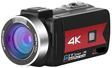 Caméra de vlogging, Caméras numériques 56MP for la Diffusion en Direct Webcam 4K Vlog Enregistrement vidéo Caméscope Photographique Enregistreur Vision Nocturne(32G SD Card,Rot)