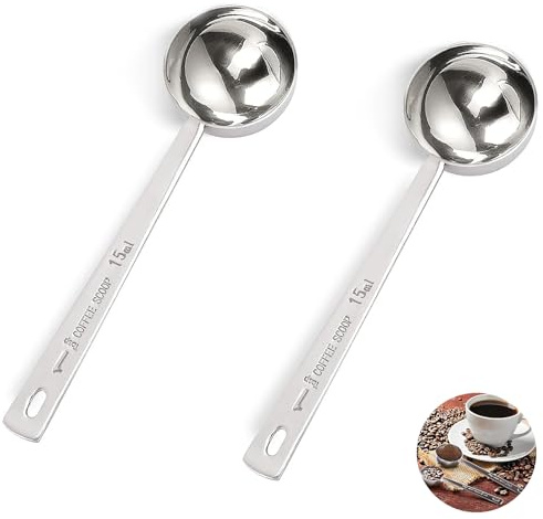 2 Pieces Tablespoon Measuring Spoon, Coffee Scoop, Table Spoon Measuring Scoop, Tablespoon Measure, for Tea,Milk Brewin and Powder(Silver 15ml)