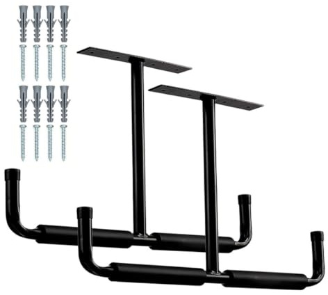 Portaoggetti A Soffitto Per Garage - 2 Staffe A T In Metallo Per Carichi Pesanti,Stoccaggio a Soffitto per Garage - Per Scale, Legname, Attrezzatura Sportiva, Pale, Canne Da Pesca, Sci, Cantina, Capan