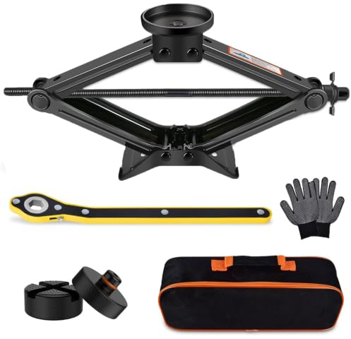 Neuytiky Cric Voiture 2,5T, Cric Hydraulique Alternative, Crique Voiture avec Tampons Caoutchouc Tesla et Universal, Cric à Ciseaux, Chandelles Voiture, Démonte Pneu pour SUV MPV (2.5T-SY)